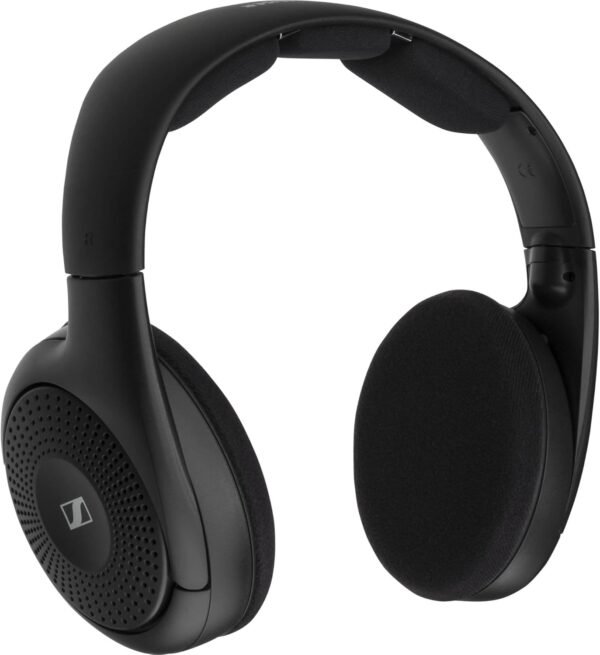 Sennheiser RS 120-W On-Ear Wireless Headphones for Crystal-clear TV Listening with 3 Sound Modes, Lightweight Design, Easy Volume Control, 60 m Range and Convenient Transmitter/Charger Combo - Black