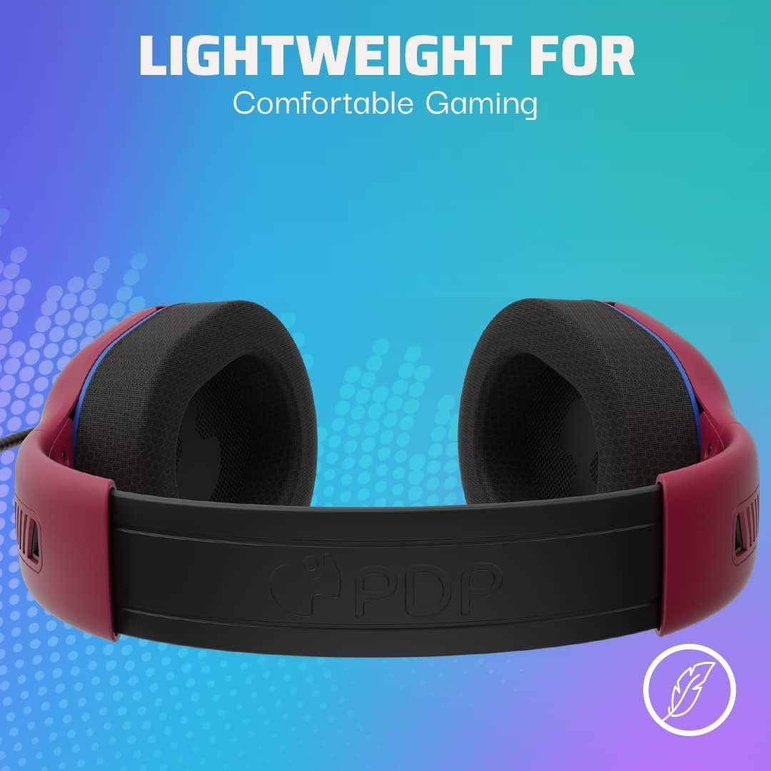 PDP AIRLITE Pro Wireless Stereo Gaming Headset, Officially Licensed by Sony PlayStation 5, PS5/PS4/PS3/PC, Lightweight Durable 40 Foot Connection, Noise-canceling Flip-to-Mute Mic, Cosmic Red