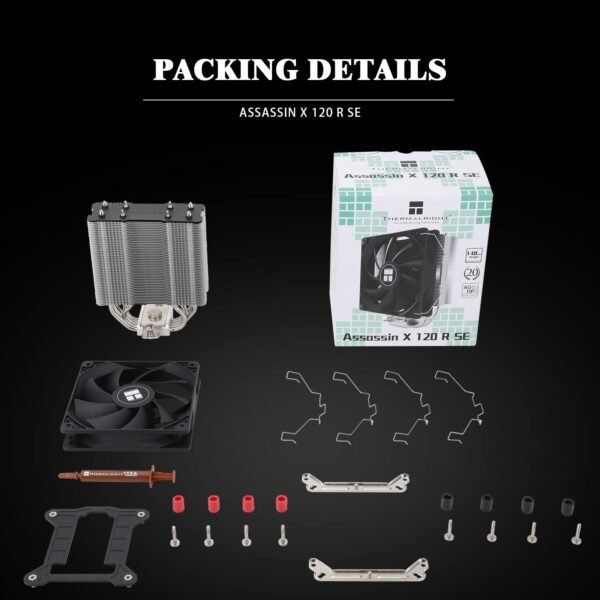 Thermalright Assassin X120 Refined SE CPU Air Cooler, 4 Heat Pipes, TL-C12C PWM Fan, Aluminium Heatsink Cover, AGHP Technology, for AMD AM4/AM5/Intel LGA 1150/1151/1155/1156/1200/1700 (AX120 R SE)