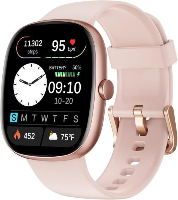 Fitness Tracker 2025 Ver. (Answer/Make Calls), 1.85" Smart Watch Fitness Watches for Women Men with 24/7 Heart Rate Blood Oxygen Monitor Sleep Tracker 100+ Sport Modes IP68 Waterproof (Pink)