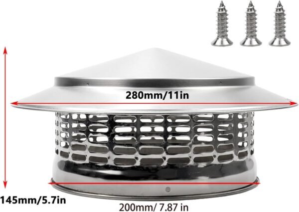 Cone Top Chimney Cap 8 Inch, RoundChimney Cover Cap Outside Roof Fireplace Screen Cover Exterior Stove Pipe Topper
