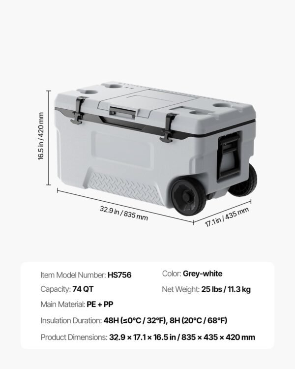 VEVOR Insulated Portable Rotomolded Hard Cooler