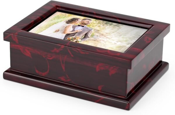 Modern 4 x 6 Photo Frame Musical Jewelry Box with Floral Motifs-Many Songs to Choose-Sound of Music