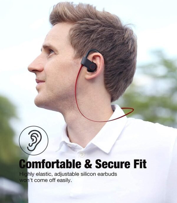 Otium Bluetooth Headphones, Wireless Earbuds IPX7 Waterproof Sports Earphones with Mic HD Stereo Sweatproof in-Ear Earbuds Gym Running Workout 15 Hour Battery Sound Isolation Headsets
