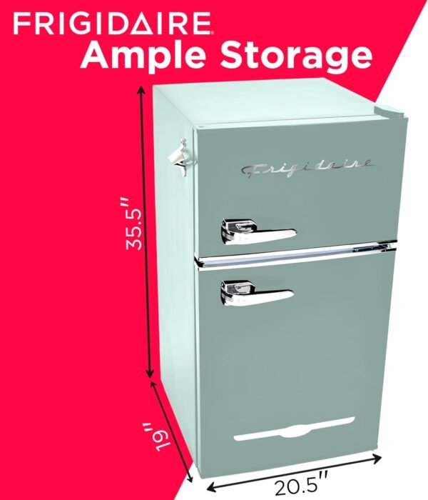 Frigidaire EFR840 Retro Mini Fridge with Freezer & Side Bottle Opener - Small 2 Door Refrigerator for Office Bar or College Dorm Room - 3.2 Cu Ft, Mint