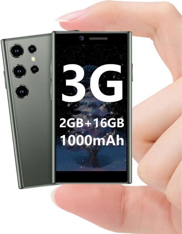 Mini Smartphone 3G Unlocked Mini Phone Kid's Smartphone 3.0'' HD Touch Screen World's Smallest 1000mAh Battery Dual SIM Little Mobile Phone with Face ID Pocket Child Cellphone 2GB+16GB Green
