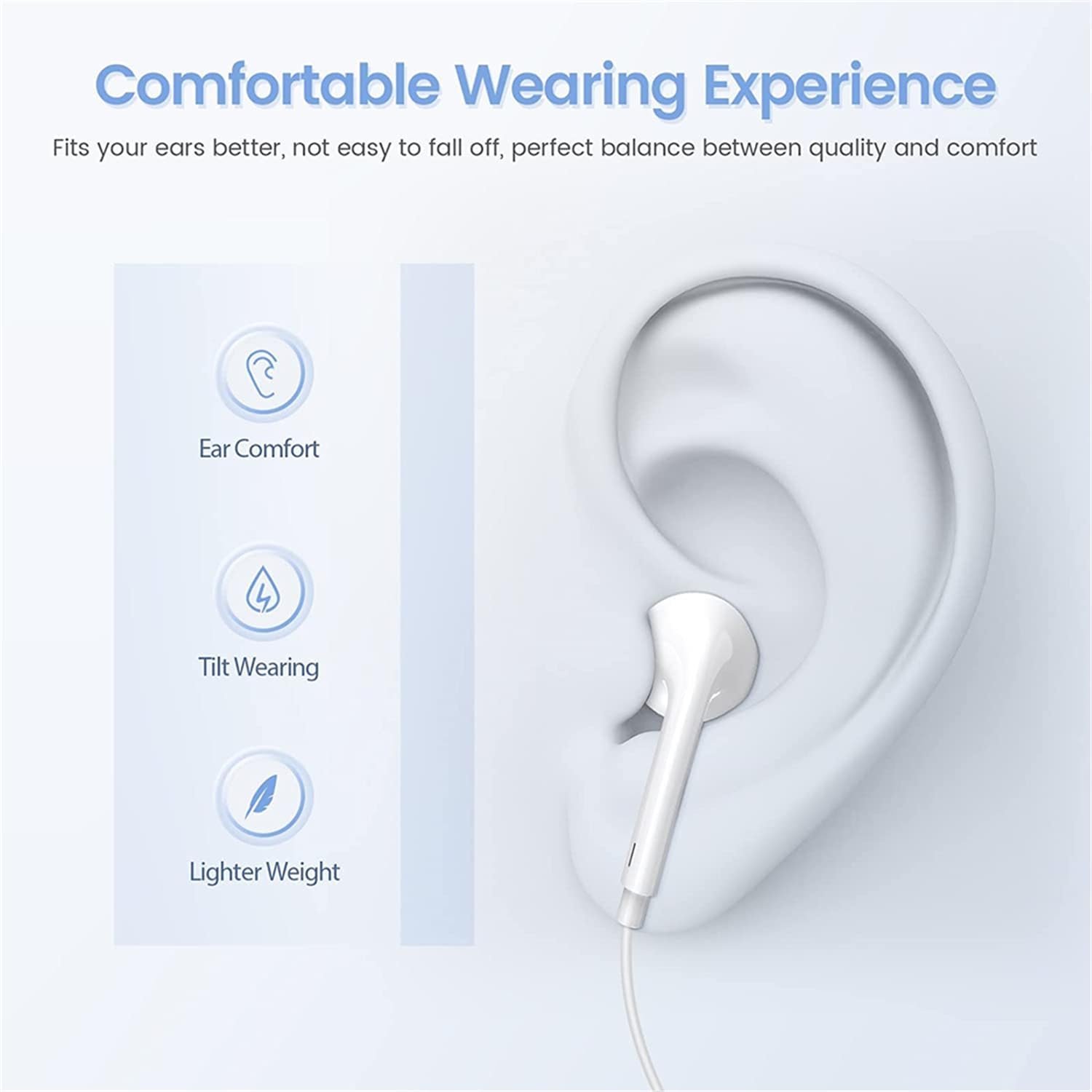2 Packs Wired Headphones for iPhone Earbuds with Built-in Microphone & Volume Control HiFi Stereo Nosie Reduction Earphones Compatible with iPhone 14/13/12/11/XR/XS/X/8/7/SE Support All iOS System