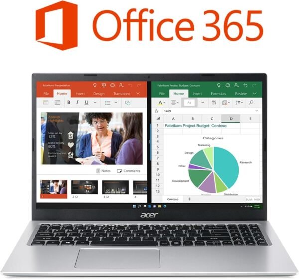 Acer Aspire 1 A115-32-C96U Slim Laptop | 15.6" FHD Display | Intel Celeron N4500 Processor | 4GB DDR4 | 128GB eMMC | WiFi 5 | Microsoft 365 Personal 1-Year Subscription | Windows 11 in S Mode, Silver