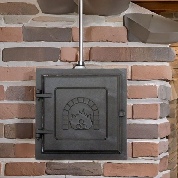 Cast Iron Clean-Out Access Panel Heavy-Duty Matte Black Hinged Door with Secure Single Bolt Latch for Fireplace Chimney Furnace or Stove Durable Weather-Resistant Construction