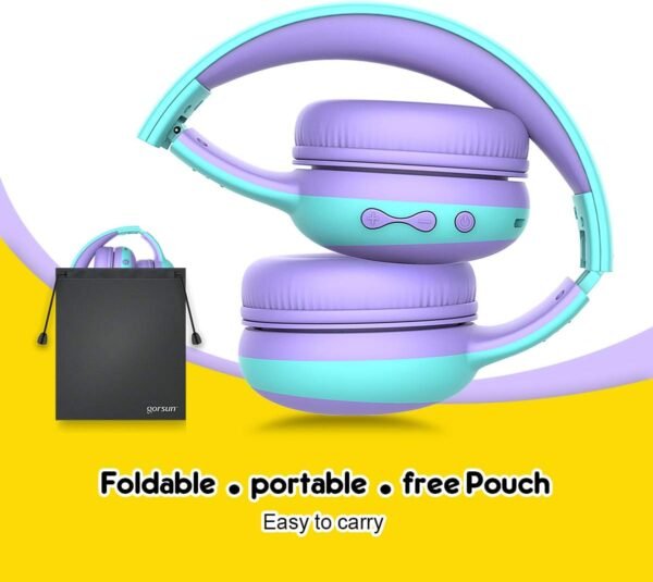 gorsun Kids Bluetooth Headphones, Portable Wireless Headset for Kids, Bluetooth 5.3, Over-Ear Toddler Headphones with Microphone, 85dB Volume Limited, 40 Hours Playtime (Purple)