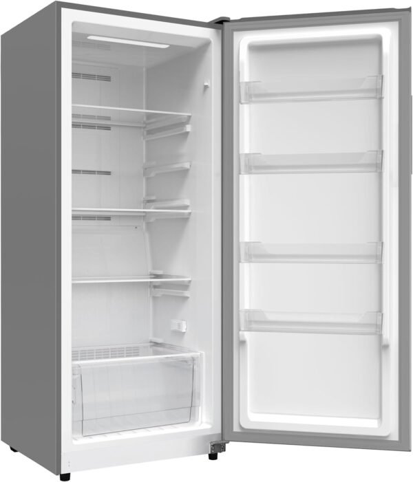 Hamilton Beach HBFRF1495 14 cu ft Upright Convertible Fridge/Freezer-Frost Free-Removable Glass Shelves-LED Interior Light, Stainless