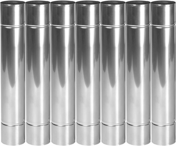 Stove Pipe 2.36" Chimney Pipe Thicken Stainless Steel Solowilder Chimney Cap Wood Stove Flue Extend 14" (7 pcs)