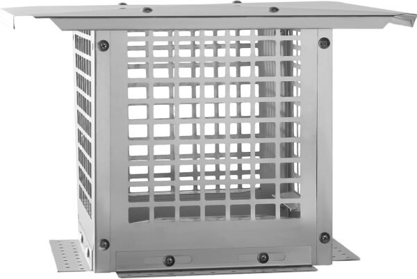 Chimney Cap - 12x12 Inch Square, Stainless Steel, Adjustable Bottom, Mesh Covers, Clay Flue Compatible
