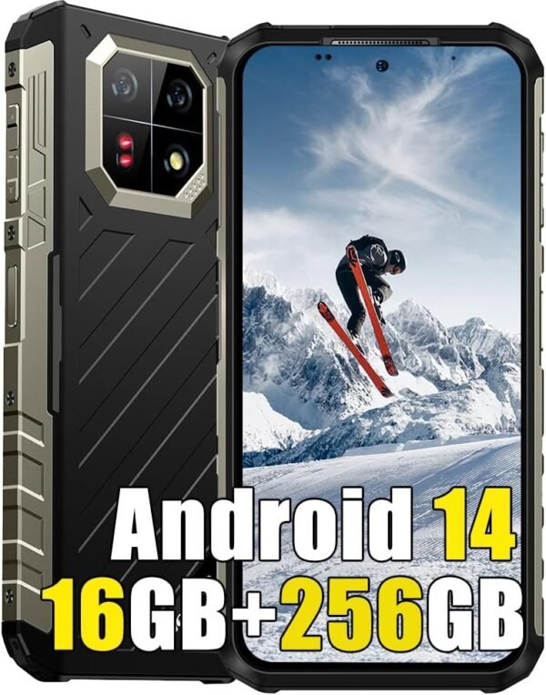 Ulefone Armor 22 Pro 256GB Unlocked Rugged Smartphone, MTK G96 Android 14 Cell Phone, 64MP+64MP Night Vision Camera, 6.58" FHD+, 6600mAh 33W, Dual SIM 4G Rugged Phone Unlocked, NFC GPS OTG FM, Black