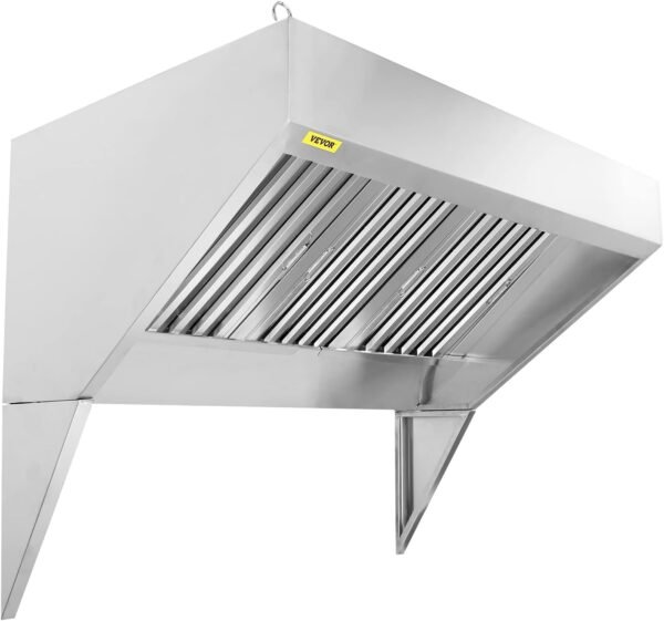 VEVOR Commercial Exhaust Hood, 6FT Food Truck Hood Exhaust, 201 Stainless Steel Concession Trailer Hood with 3 Detachable U-shaped Grid Oil Filter Mesh, Rust Resistant Vent Hood for Kitchen Restaurant