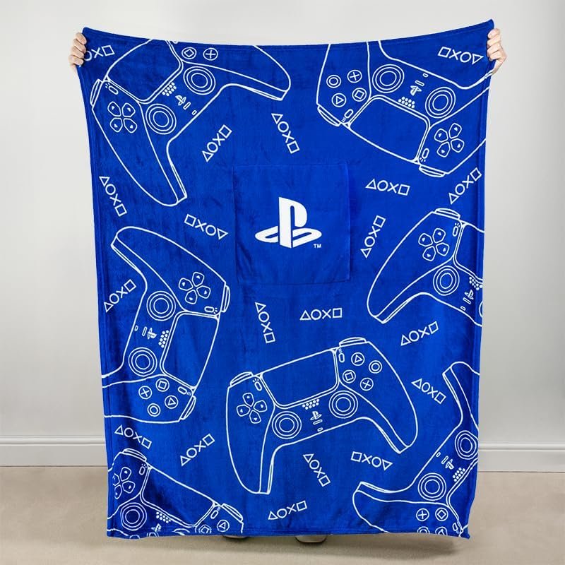 Paladone PlayStation 2-in-1 Cushion Blanket - Officially Licensed Travel Blanket, Foldable Soft Fluffy Throw, Compact Design for Gaming Room or Bedroom Decor