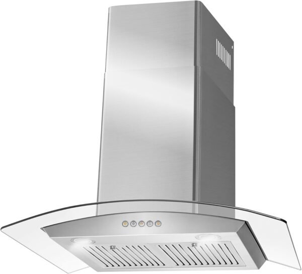 COSMO COS-668A750 30 in. Vista Collection 380 CFM Ducted Wall Mount Range Hood, Button Controls, LED Lights, Stainless Steel