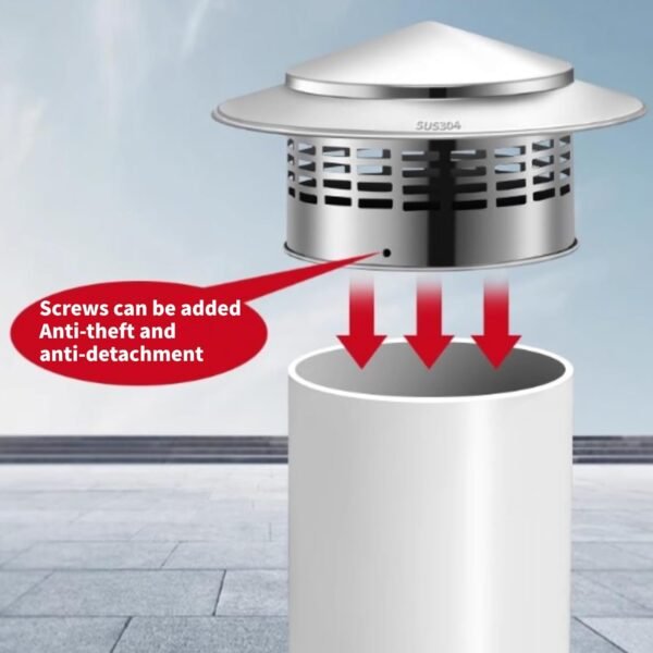 Chimney Cap 6.3 Inch Roof Vent Rain Caps DUSUYO Stainless Steel Round Chimney Spark Arrestor Exterior Stove Pipe Topper for Vent Flue Family Kitchen Cooking