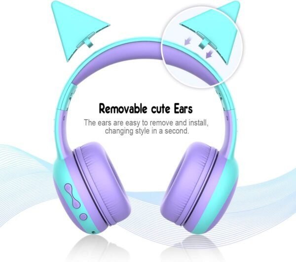 gorsun Kids Bluetooth Headphones, Portable Wireless Headset for Kids, Bluetooth 5.3, Over-Ear Toddler Headphones with Microphone, 85dB Volume Limited, 40 Hours Playtime (Purple)