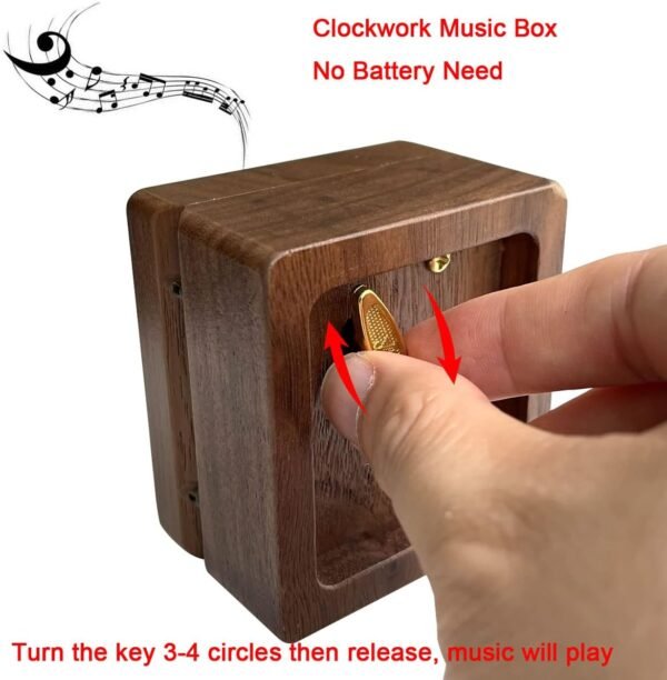 Pursuestar HowlMoving Castle-Merry Go Round of Life Luxury Walnut Wood Music Box, Vintage Wooden Carved Mechanism Wind Up Musical Box with Mirror for Birthday Wedding Valentine's Day