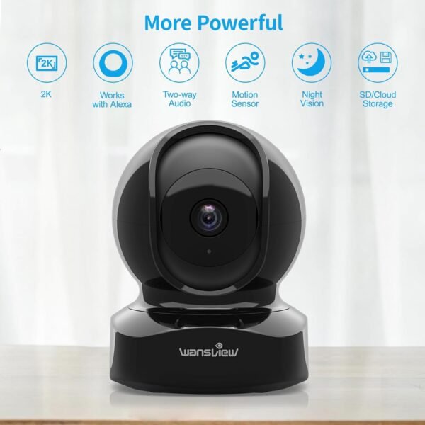 Wansview Security Camera, IP Camera 2K, WiFi Home Indoor Camera for Baby/Pet/Nanny, 2 Way Audio Night Vision, Works with Alexa, with TF Card Slot and Cloud