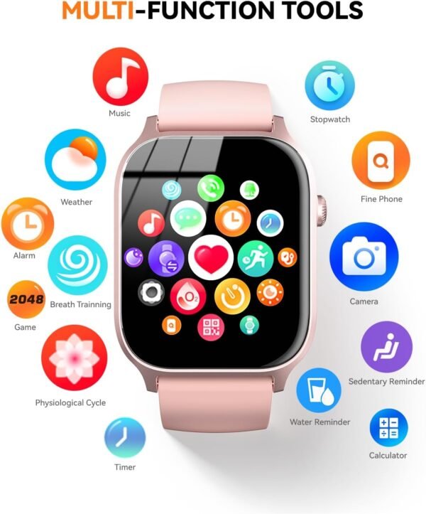 Smart Watch for Men Women- Answer/Make Call, IP68 Waterproof Fitness Tracker Watch with Heart Rate Monitor Sleep Step Counter (Pink, 1.83)