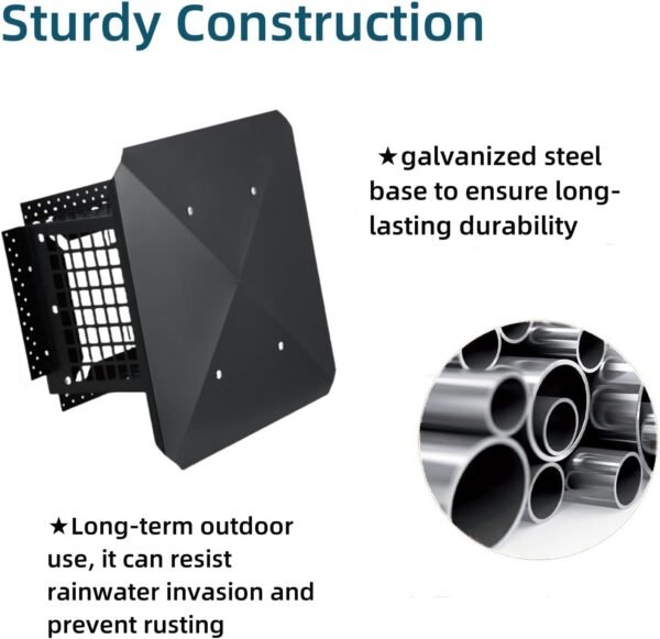 Chimney Cap - 13x18 Inch Square, Galvanized Steel, Adjustable Bottom, Mesh Covers, Clay Flue Compatible