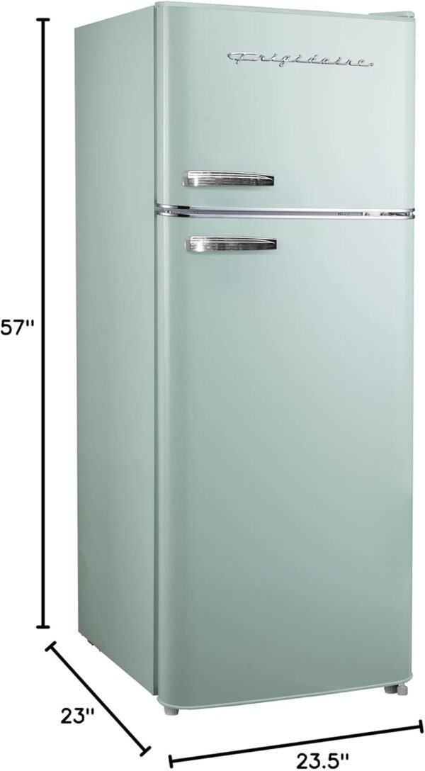 Frigidaire EFR753 Retro Apartment Size Refrigerator with Top Freezer - 2 Door Fridge with 7.5 Cu Ft of Storage Capacity, Adjustable Spill-Proof Shelves, Door & Crisper Bins, Mint