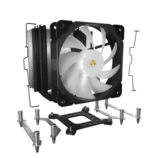 Vetroo V5 CPU Air Cooler with 5 Heat Pipes 120mm FDB PWM Processor Cooling for Intel LGA 1851/1700/1200/115X AMD AM5/AM4, Addressable RGB Lights Sync - Black