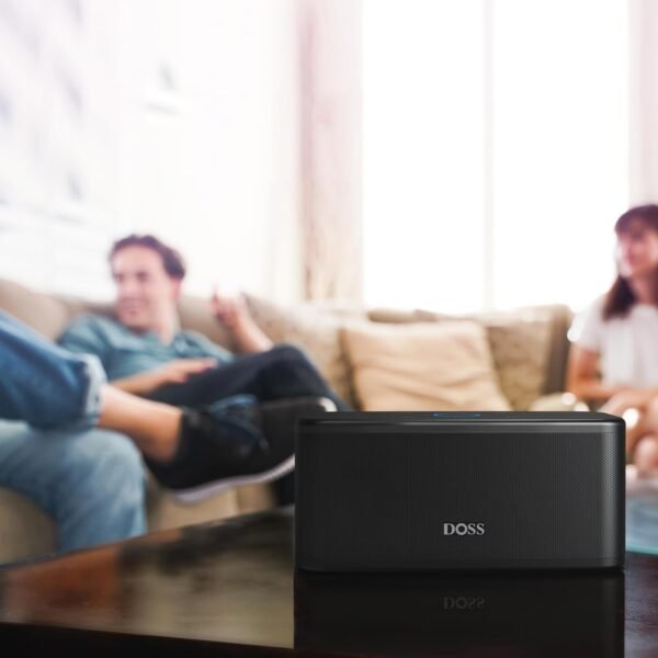 DOSS SoundBox Plus Bluetooth Speaker with HD Sound, Wireless Stereo Pairing, Built-in Mic, 20H Playtime, Portable for Home, Outdoor - Black