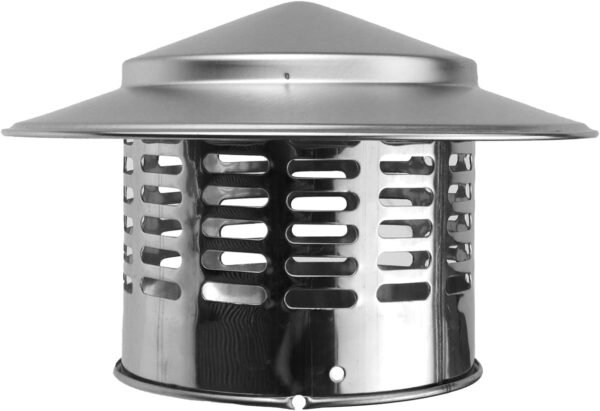 Semetall Round Chimney Cap,4 Inch Cone Top Chimney Cap,304 Stainless Steel Chimney Cover,Stove Pipe Chimney Cap, Silver