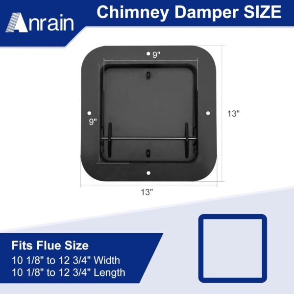 Seal Tight Chimney Damper 13 “x13” for Wood-Fueled Masonry fireplaces, The Seal Tight Damper Made of Stainless Steel, Double Seal Design, Energy efficient, Rust, rain and Snow Resistant