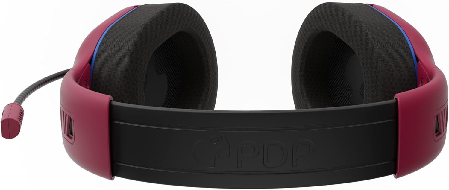 PDP AIRLITE Pro Wireless Stereo Gaming Headset, Officially Licensed by Sony PlayStation 5, PS5/PS4/PS3/PC, Lightweight Durable 40 Foot Connection, Noise-canceling Flip-to-Mute Mic, Cosmic Red