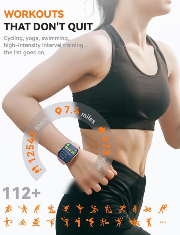 Smart Watch for Men Women- Answer/Make Call, IP68 Waterproof Fitness Tracker Watch with Heart Rate Monitor Sleep Step Counter (Pink, 1.83)