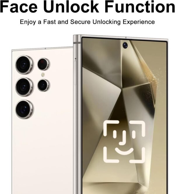 Unlocked Cell Phones, X24 Ultra Dual SIM Android Phone, 8GB+256GB+128GB Unlocked Smartphone, Super Fast Charging, 6800 mAh Battery, 48MP+108MP Camera, Face ID, US Version, 5G Phone (Milk White)