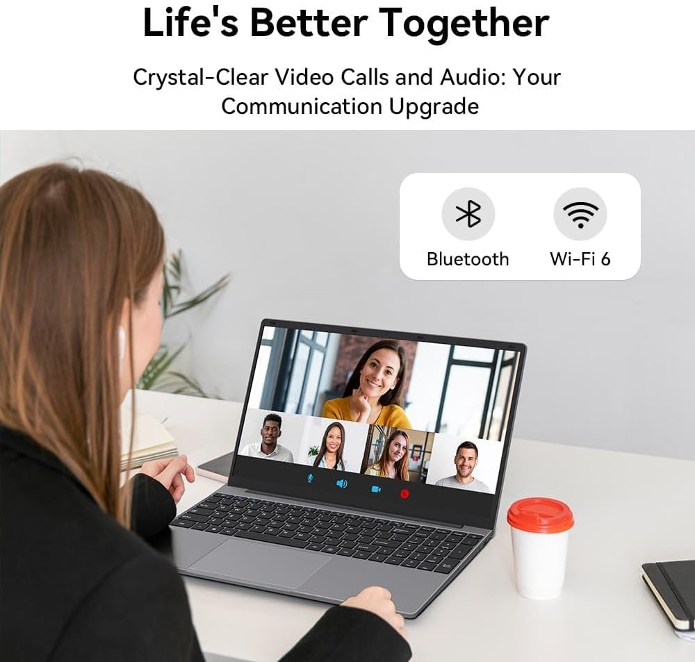 Student Laptop: 15.6" Full HD, 512GB SSD, 12GB DDR4 RAM, Intel Jasper Lake N5095, Numeric Keypad, Wi-Fi 6, AMD Radeon Graphics, Windows 11, Business and Fun (Grey)