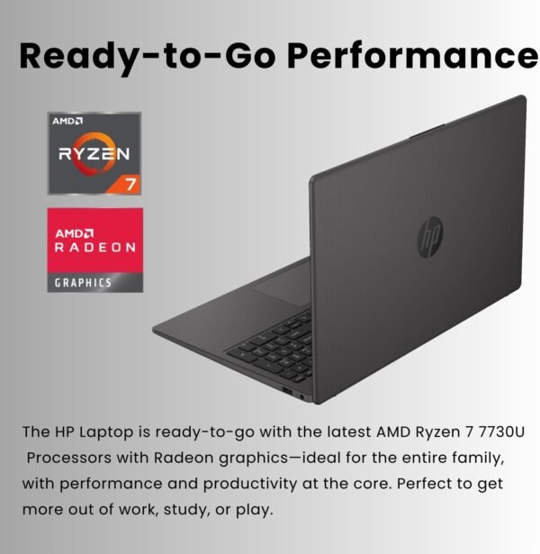 HP 255 G10 15.6" FHD Business Laptop, AMD Ryzen 7 7730U, 32GB RAM, 1TB PCIe SSD, Numeric Keypad, Webcam, Wi-Fi 6, HDMI, Windows 11 Pro, Black