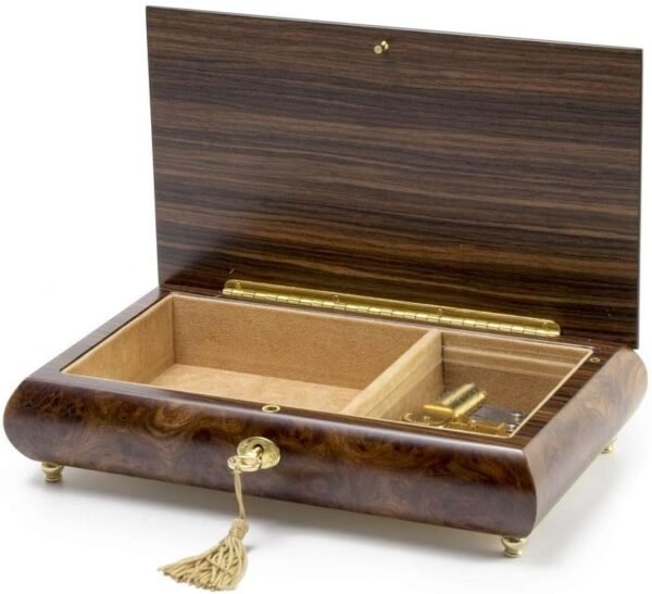 Handcrafted Sorrento Italian 36 Note Single Stem White Rose Musical Jewelry Box - Sound of Music