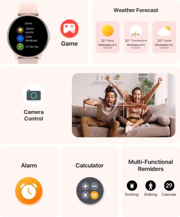 Smart Watch, HD Smartwatch for Men Women (Answer/Make Calls), Fitness Watch with 100+ Sport Modes, IP68 Waterproof/Heart Rate/Sleep Monitor, Activity Trackers for iOS/Android