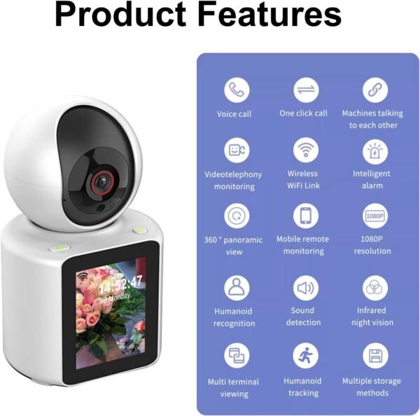 Two-Way Video Calling Camera with 2.8 inch HD Screen, 1080P Indoor Home Security Camera, Indoor Home Nanny Camera, Pet Camera, Dog Camera, Baby/Nanny Camera with Phone App