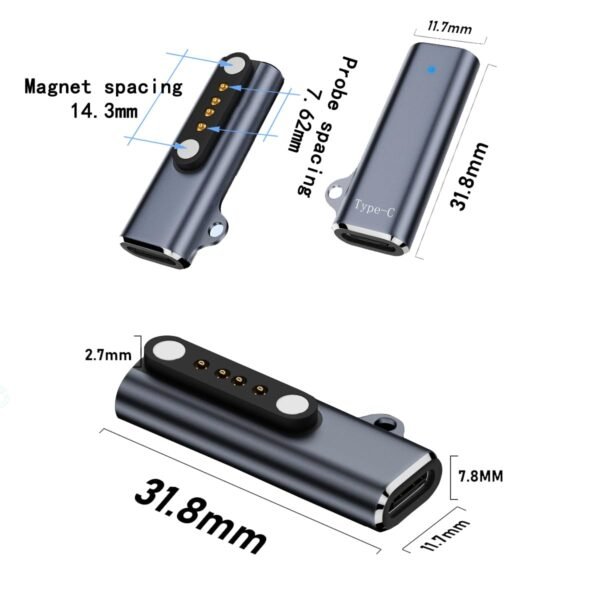 Replacement Charging Cable for 7.62mm 4-Pin Devices Smart Watch Charger Cable, Universal 4 Pin 7.62mm Magnetic Suction USB Charging Adapter for Smart Watch,