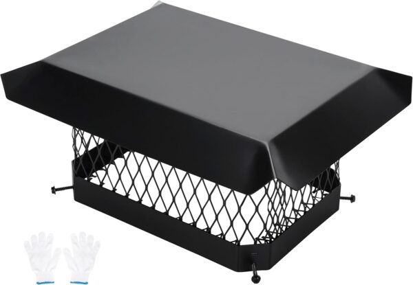 Galvanized Steel Chimney Cap- 9x13 Inch Chimney Cover | Heavy Duty One-Piece Flue Cover with Mesh Storm-Proof Animal Guard | Mesh Chimney Caps for Outside Existing Clay Flue Tile
