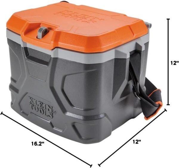 Klein Tools 55600 Work Cooler, 17-Quart Lunch Box Holds 18 Cans, Keeps Cool 30 Hours, Seats 300 Lb, Tradesman Pro Tough Box