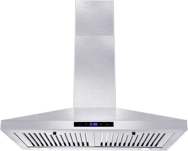 SNDOAS Range Hood 30 inches,Stainless Steel Wall Mount Range Hood,Vent Hood 30 inch w/Touch Control,Ducted/Ductless Convertible,Chimney-Style Over Stove Vent Hood,Kitchen Hood,Baffle Filters
