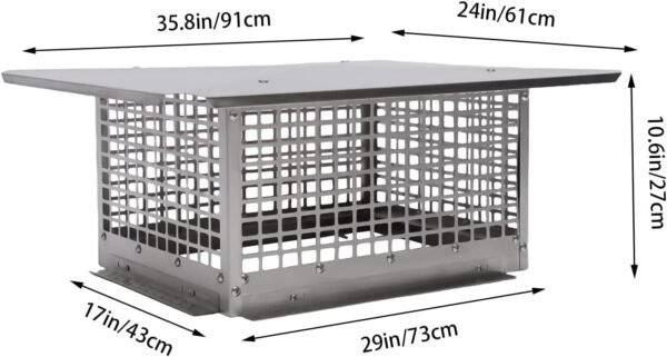 Chimney Cap,17" x 29" Stainless Steel Chimney Cover,Adjustable Metal Spark Arrestor with Bolts Screws,Suitable for Chimneys Smaller Than 16.93 * 28.9 in