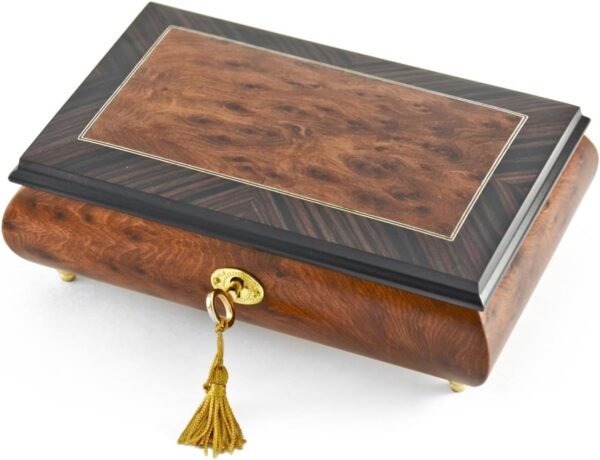 Classic Style Burl - Many Songs to Choose - Elm with Rosewood Border Musical Jewelry Box - Sound of Music