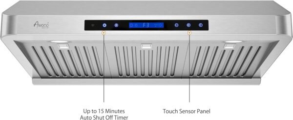 Awoco 30” Supreme 7” High Stainless Steel Under Cabinet Range Hood 4 Speeds, 8” Round Top Vent, 1000CFM 2 LED Lights, Remote Control & External Oil Collector (RH-S10-30S)