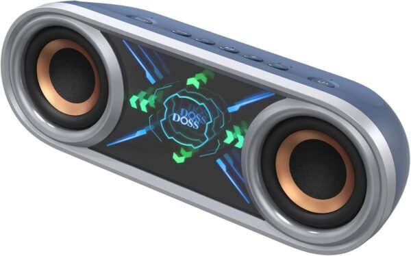 DOSS SoundBox Pro+ P400 Bluetooth Speaker, 50W Stereo Sound with Extra Bass, 26H Playtime, Cool Phantom Mirror Lights, IPX5 Waterproof for Outdoor, Home, Party, and Electronic Gadgets-Blue