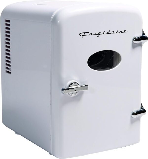 Frigidaire EFMIS129-WHITE, Mini Portable Fridge, 4 Litres Capacity, Chills Six 12oz Cans, 100% Freon-Free & Eco Friendly, Beverage Cooler- White
