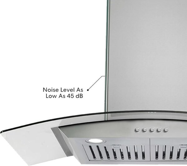GAOMON 30 Inch Curved Glass Range Hood, Ductless/Ducted Convertible Stove Vent Hood with Chimney, 3 Speed Fan, LED Light, Button Control Vent Hood for Stove Kitchen, 400 CFM